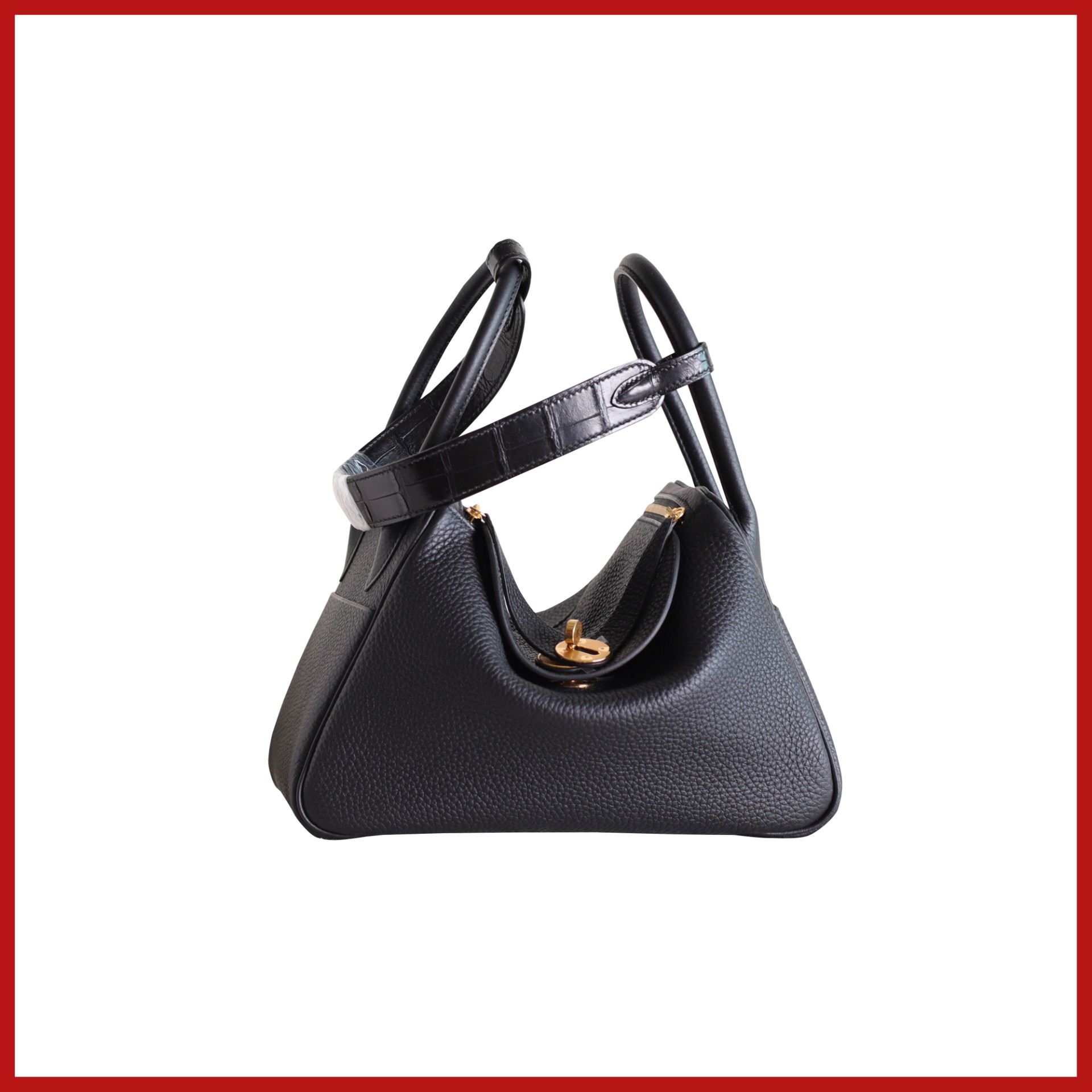 Hermes Mini Lindy Touch Matt Gold Hardware Noir